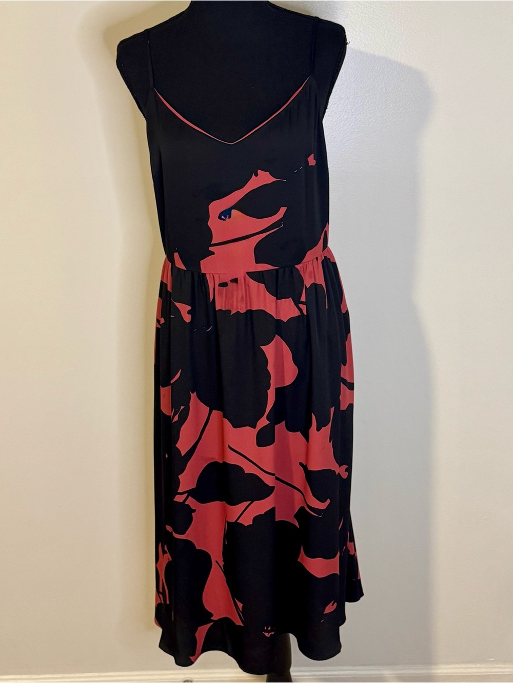LOFT Black and Rust Midi Slip Dress